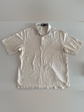 Polo Ralph Lauren Polo Shirt Adult XL Ivory Herringbone Pima Golf Fit Casual Men